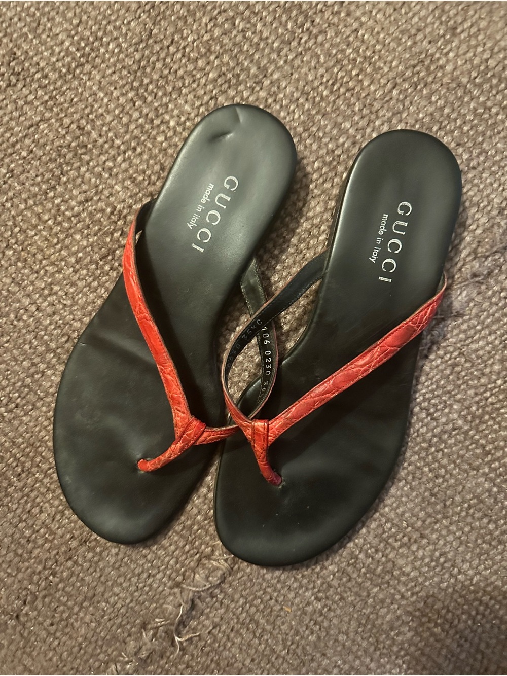 Vintage Gucci Red Croc flip flops